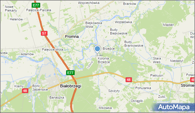 mapa Kolonia Brzeźce, Kolonia Brzeźce na mapie Targeo